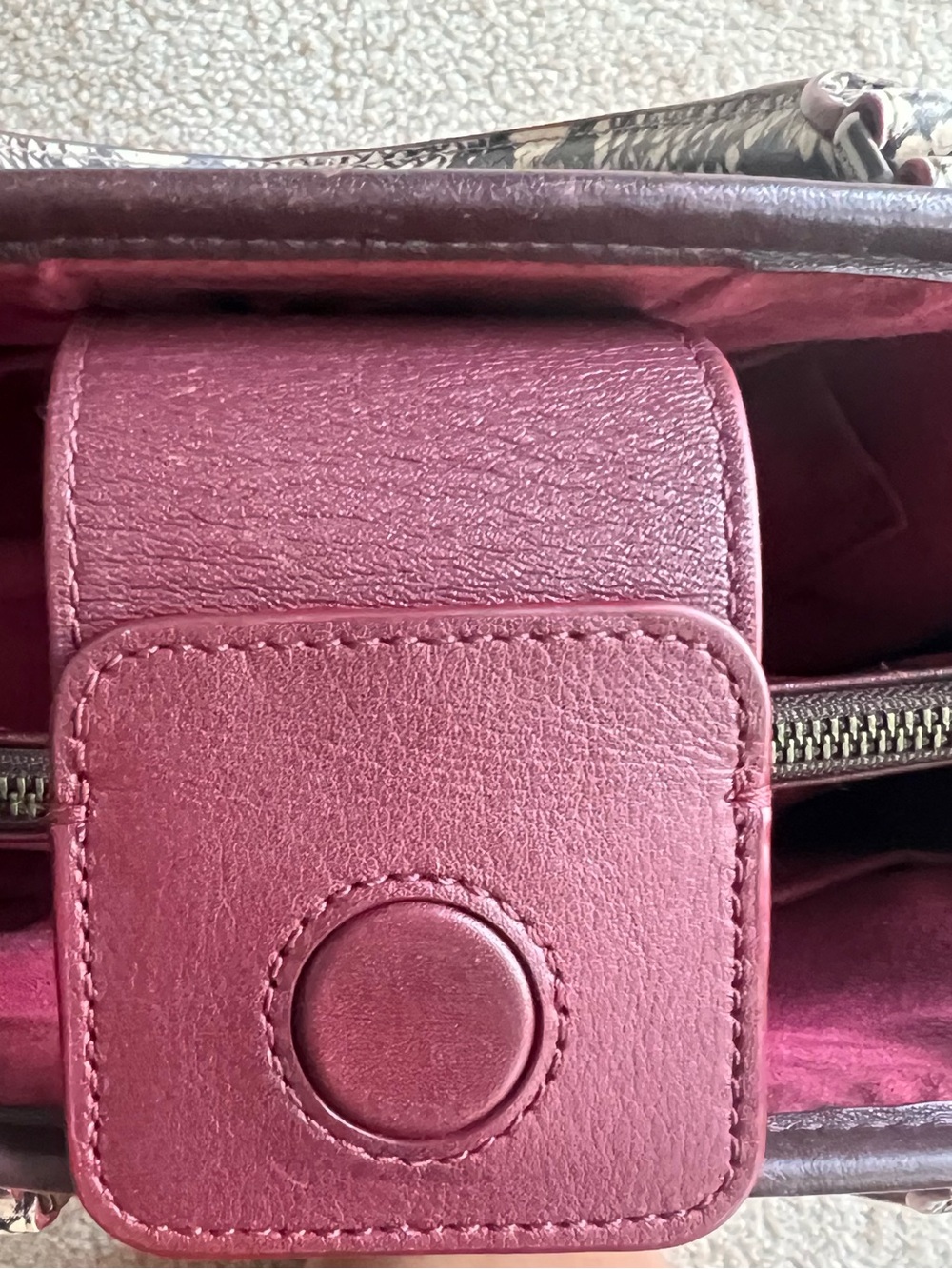 COACH MARGOT Embossed Snake Leather Signature Satchel Dark Brown/Burgundy - Picture 10 of 16